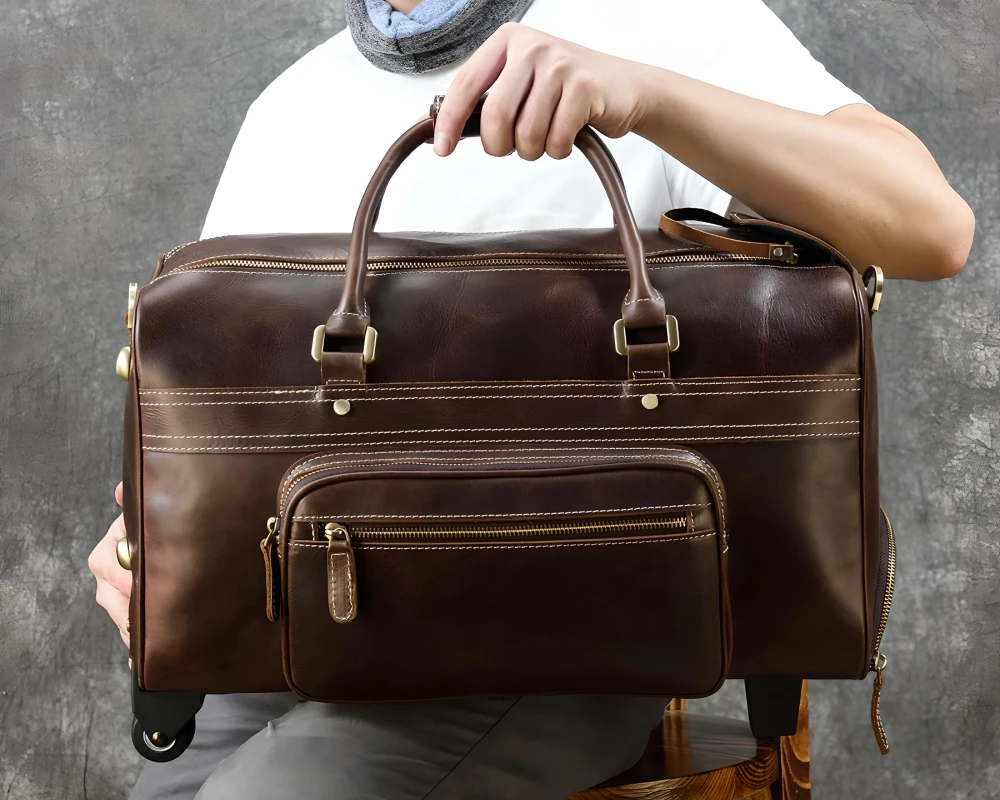 leather carry on duffel